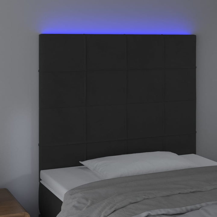 Hoofdbord LED 90x5x118/128 cm fluweel zwart