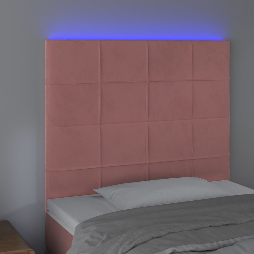 Hoofdbord LED 100x5x118/128 cm fluweel roze