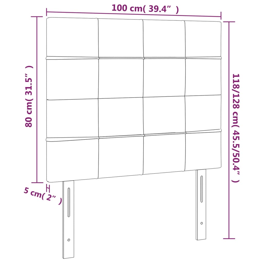 Hoofdbord LED 100x5x118/128 cm fluweel roze