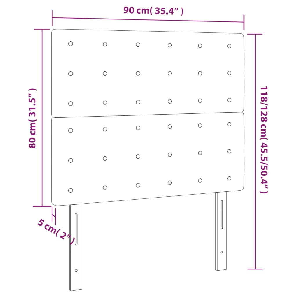 Hoofdbord LED 90x5x118/128 cm kunstleer zwart