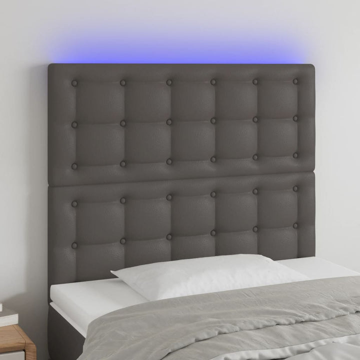 Hoofdbord LED 90x5x118/128 cm kunstleer grijs