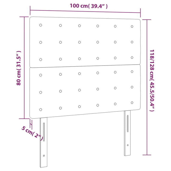 Hoofdbord LED 100x5x118/128 cm kunstleer wit