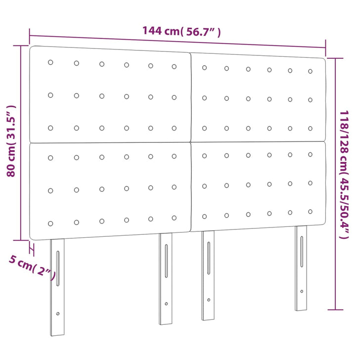 Hoofdbord LED 144x5x118/128 cm kunstleer wit