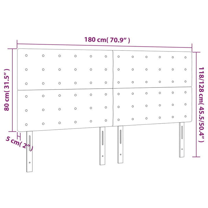 Hoofdbord LED 180x5x118/128 cm kunstleer zwart