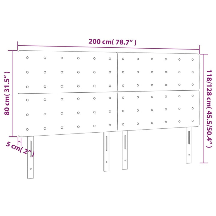 Hoofdbord LED 200x5x118/128 cm kunstleer grijs