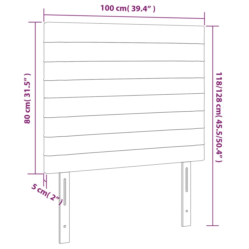 Hoofdbord LED 100x5x118/128 cm stof lichtgrijs