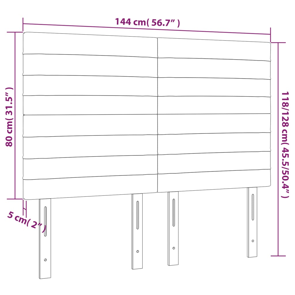 Hoofdbord LED 144x5x118/128 cm stof taupe