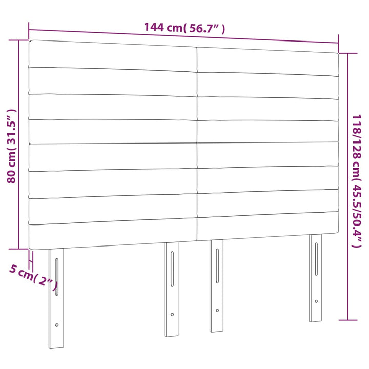 Hoofdbord LED 144x5x118/128 cm stof taupe