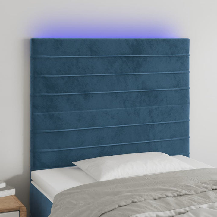 Hoofdbord LED 80x5x118/128 cm fluweel donkerblauw
