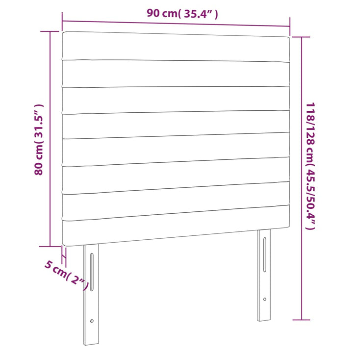 Hoofdbord LED 90x5x118/128 cm fluweel donkergrijs