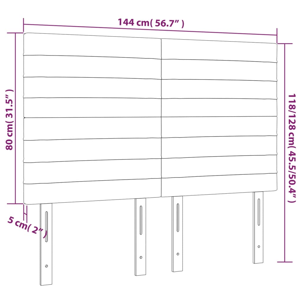 Hoofdbord LED 144x5x118/128 cm fluweel donkergrijs