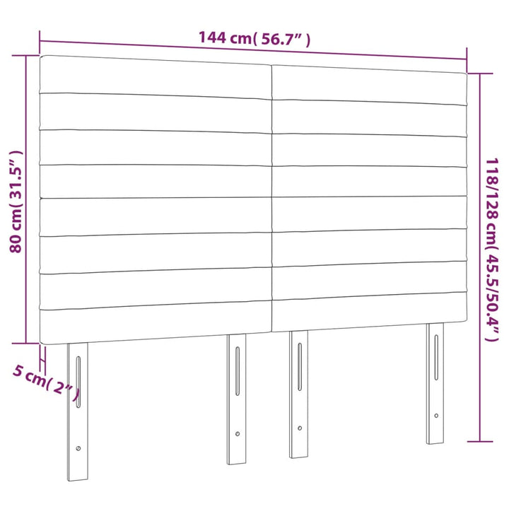 Hoofdbord LED 144x5x118/128 cm fluweel donkergrijs