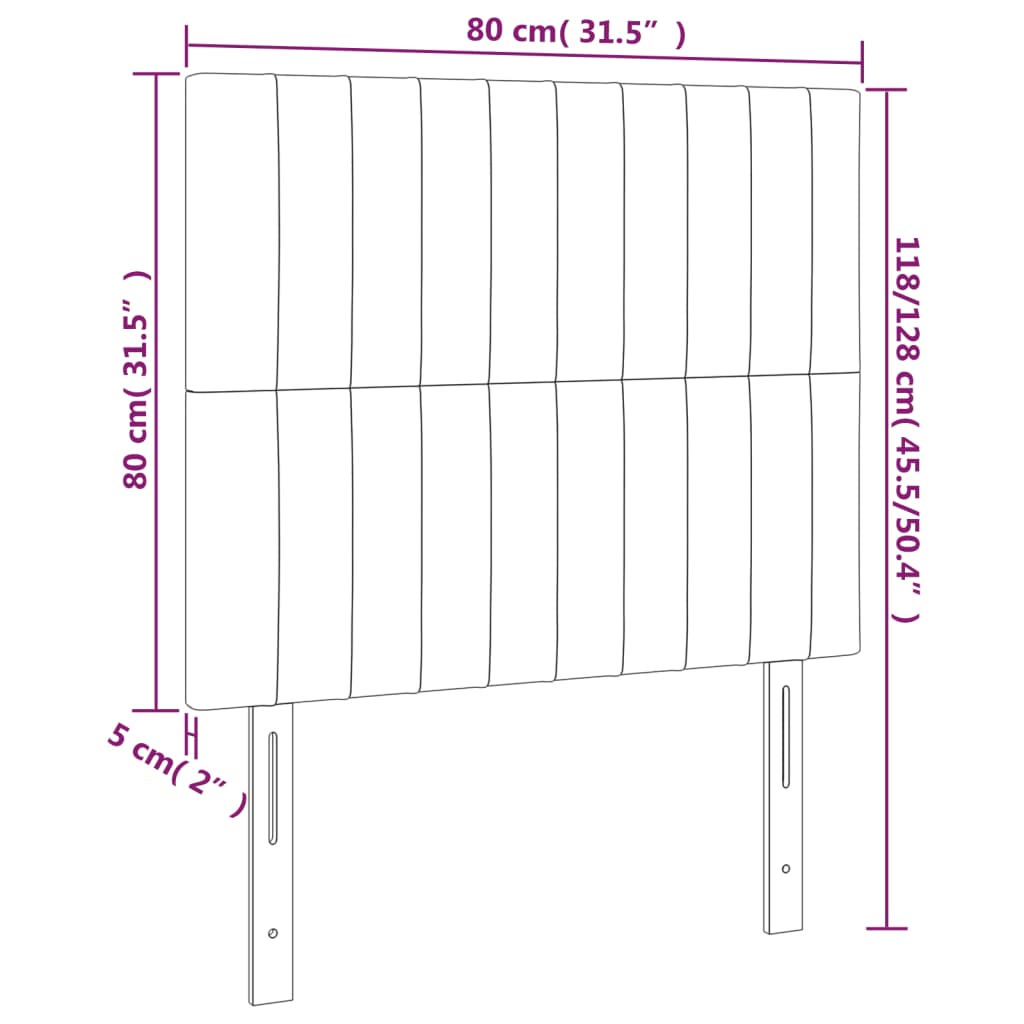 Hoofdbord LED 80x5x118/128 cm stof lichtgrijs