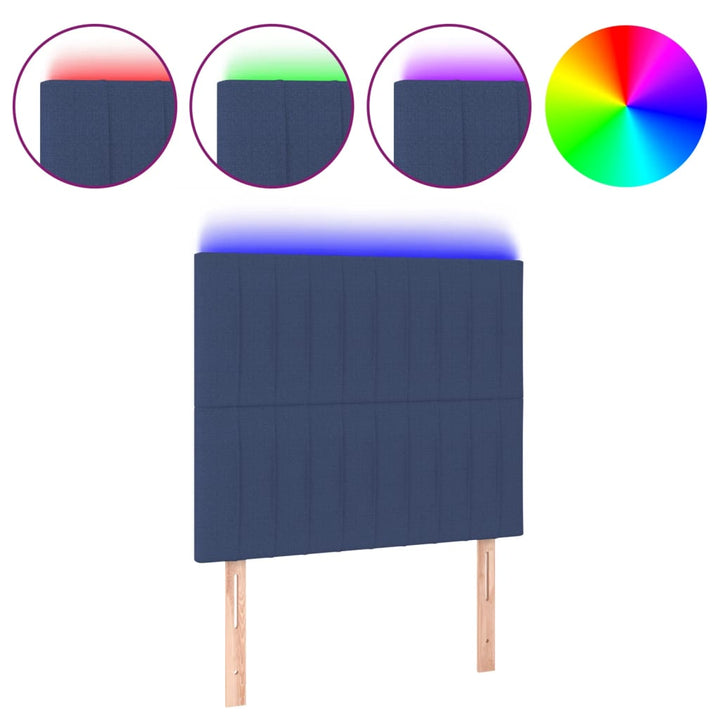 Hoofdbord LED 90x5x118/128 cm stof blauw