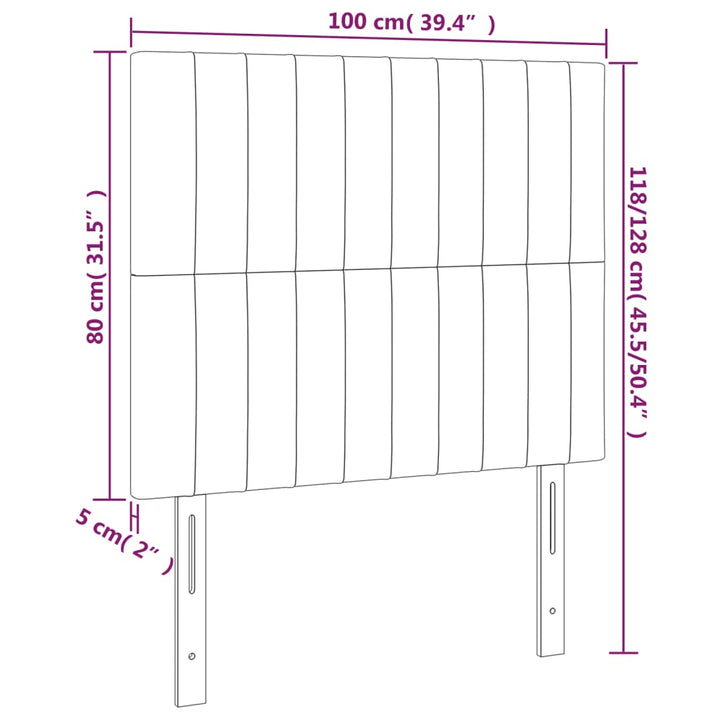 Hoofdbord LED 100x5x118/128 cm stof donkergrijs