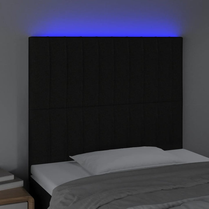 Hoofdbord LED 100x5x118/128 cm stof zwart