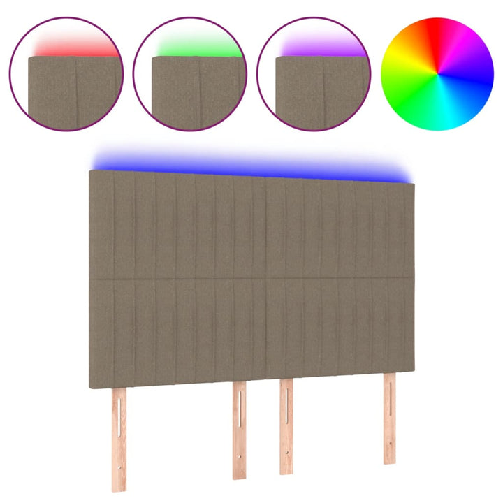 Hoofdbord LED 144x5x118/128 cm stof taupe