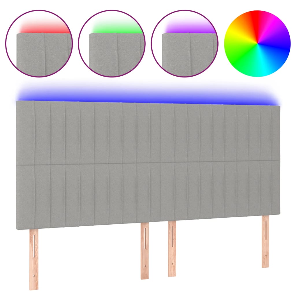 Hoofdbord LED 160x5x118/128 cm stof lichtgrijs