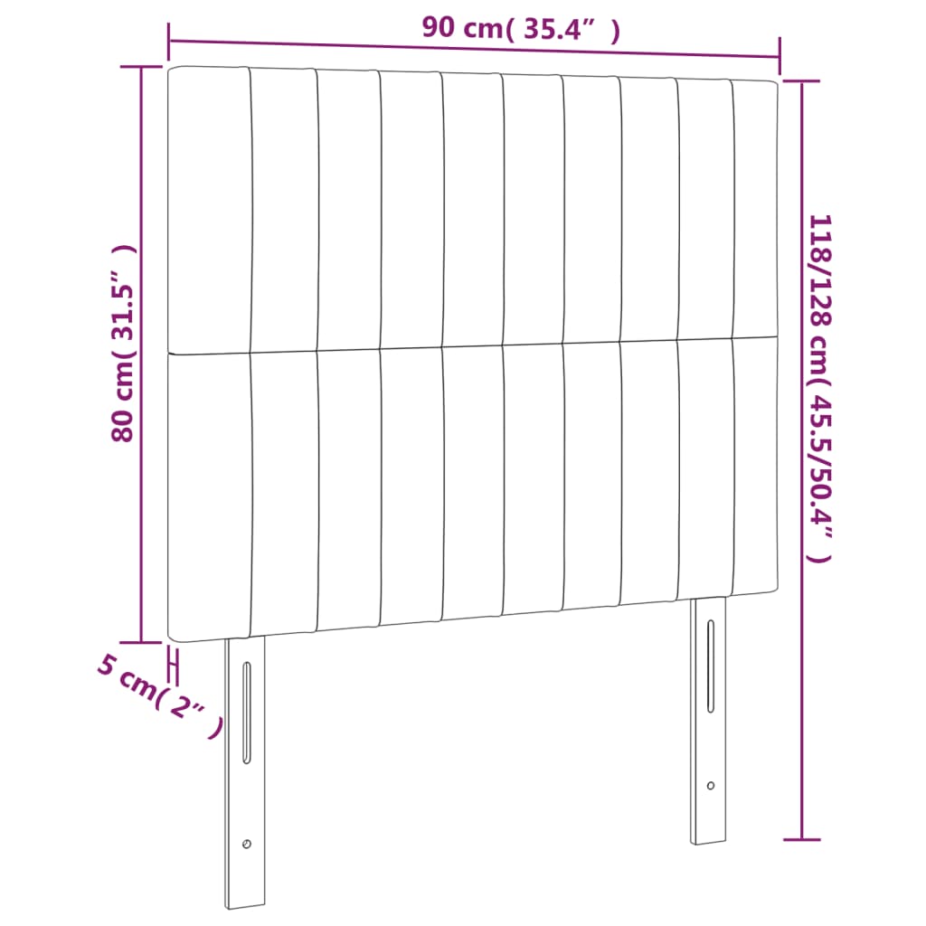 Hoofdbord LED 90x5x118/128 cm fluweel lichtgrijs