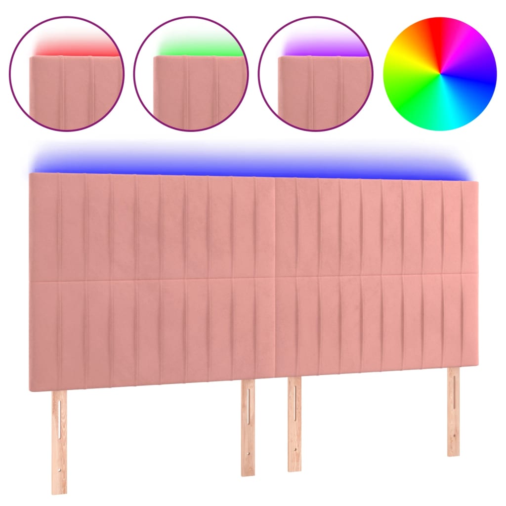 Hoofdbord LED 180x5x118/128 cm fluweel roze