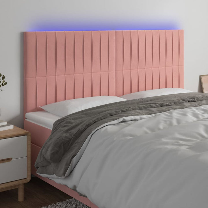 Hoofdbord LED 180x5x118/128 cm fluweel roze
