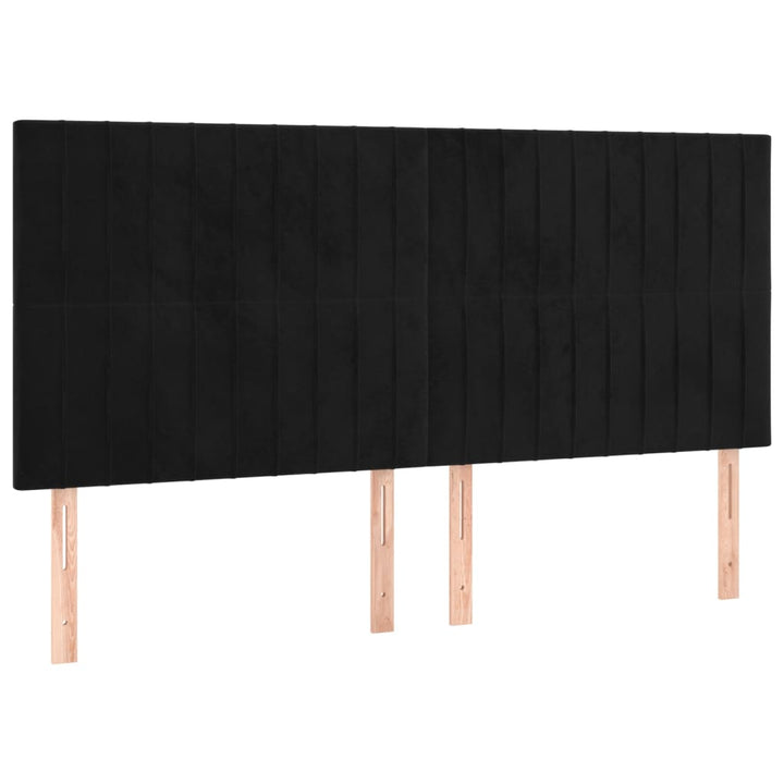 Hoofdbord LED 200x5x118/128 cm fluweel zwart