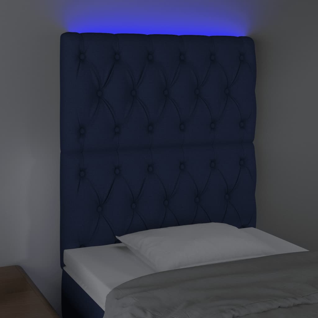 Hoofdbord LED 80x7x118/128 cm stof blauw