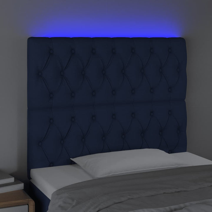 Hoofdbord LED 90x7x118/128 cm stof blauw