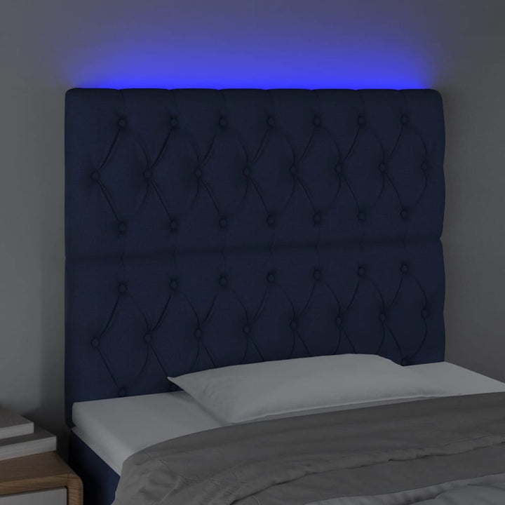 Hoofdbord LED 100x7x118/128 cm stof blauw