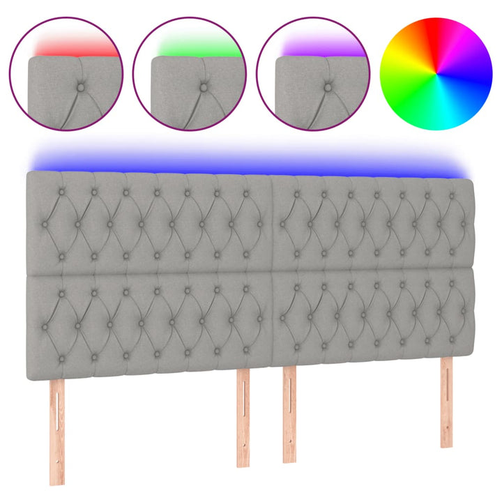 Hoofdbord LED 200x7x118/128 cm stof lichtgrijs