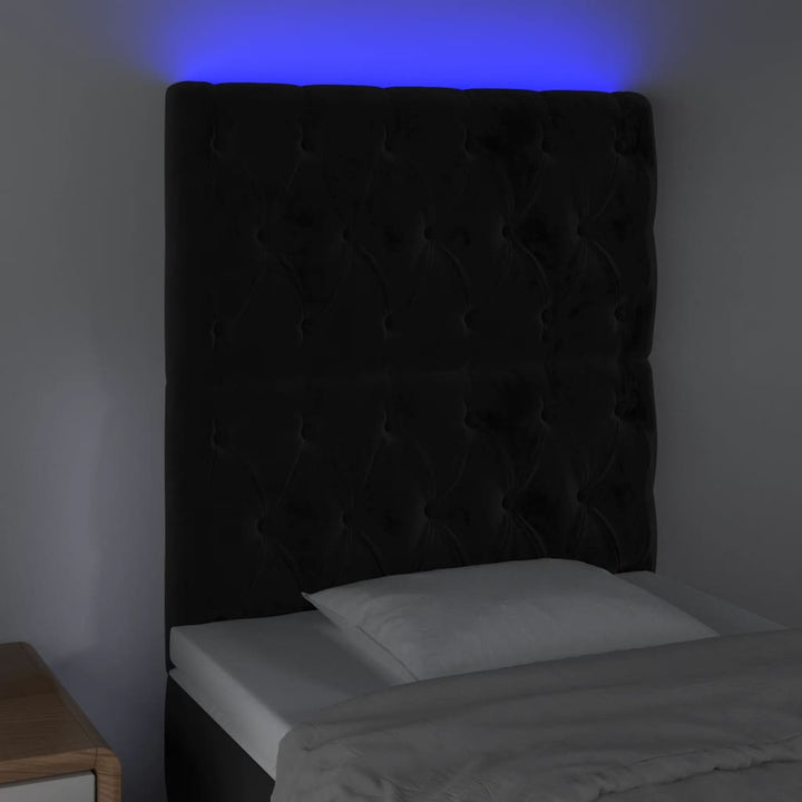 Hoofdbord LED 80x7x118/128 cm fluweel zwart