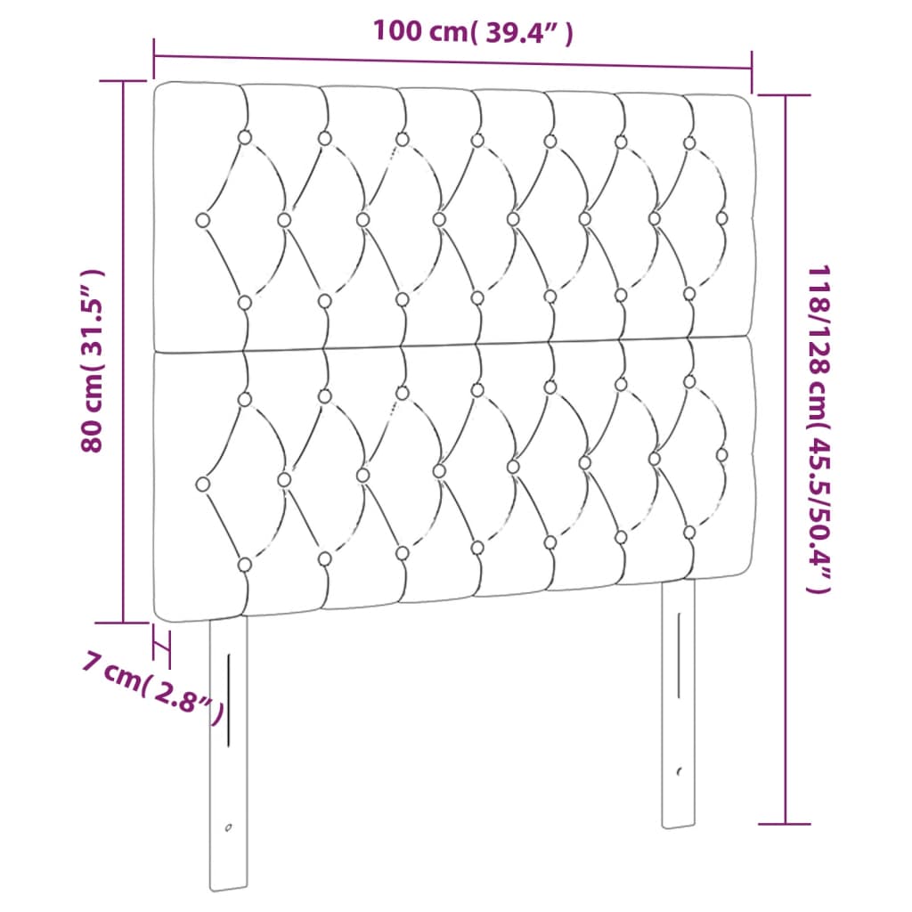 Hoofdbord LED 100x7x118/128 cm fluweel lichtgrijs