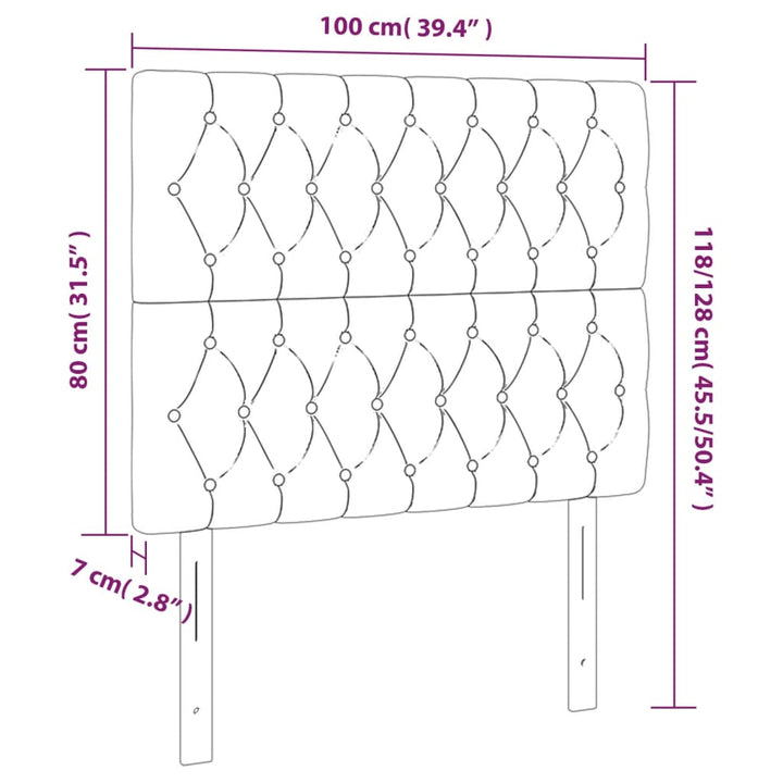 Hoofdbord LED 100x7x118/128 cm fluweel lichtgrijs