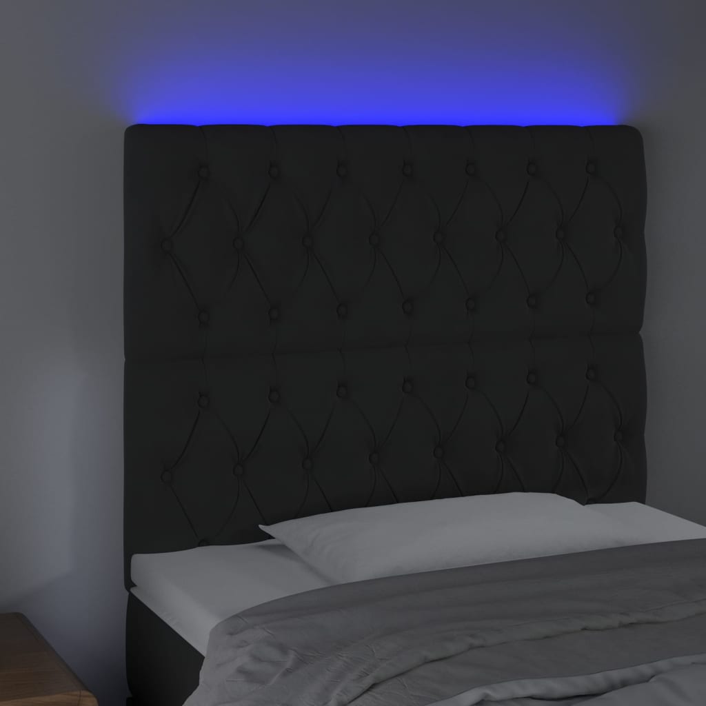 Hoofdbord LED 100x7x118/128 cm fluweel zwart