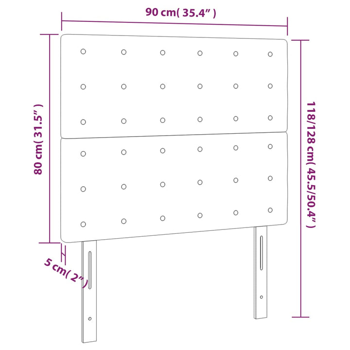 Hoofdbord LED 90x5x118/128 cm stof taupe