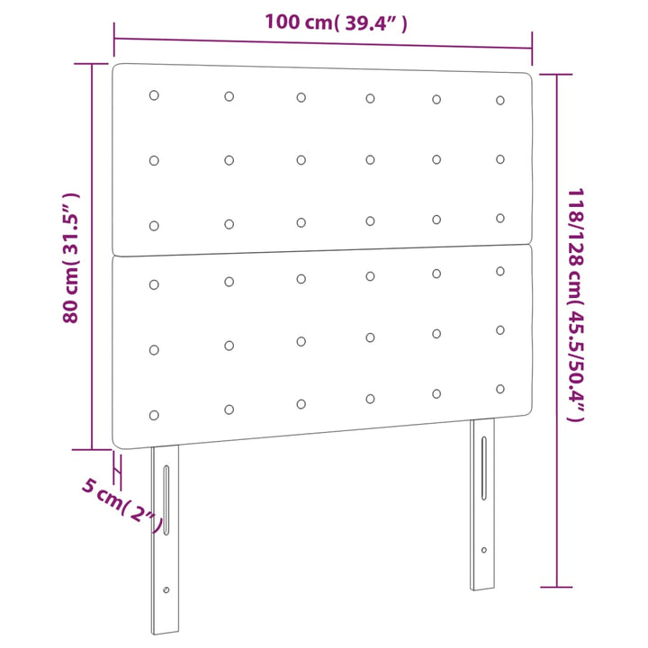 Hoofdbord LED 100x5x118/128 cm stof zwart