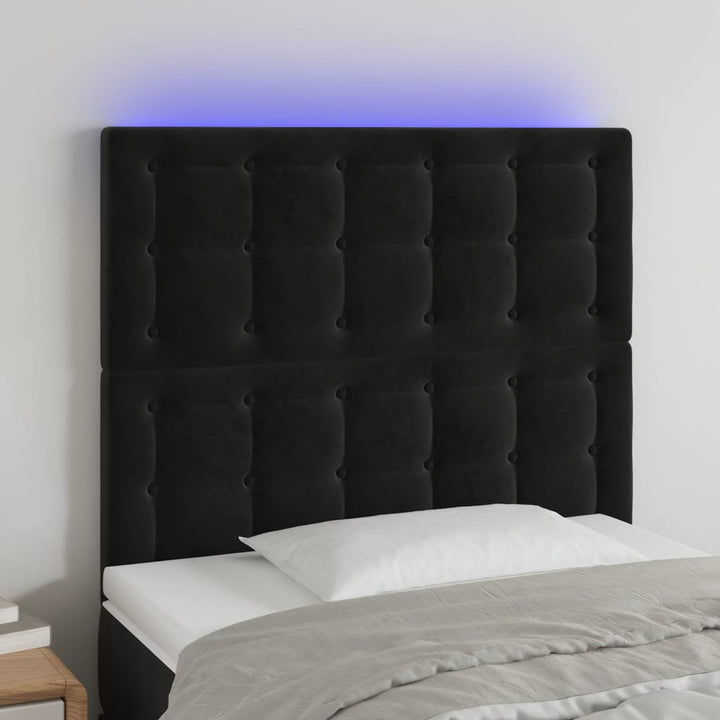 Hoofdbord LED 100x5x118/128 cm fluweel zwart