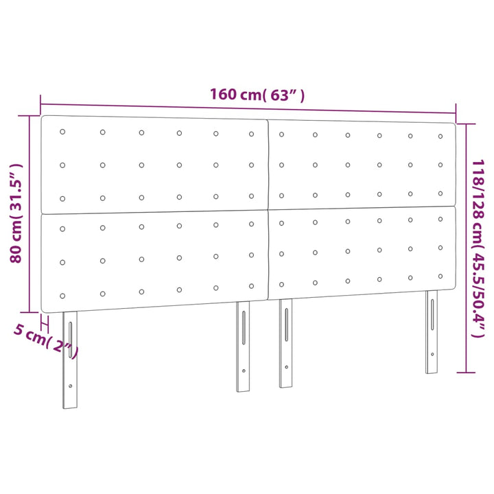 Hoofdbord LED 160x5x118/128 cm fluweel donkergrijs