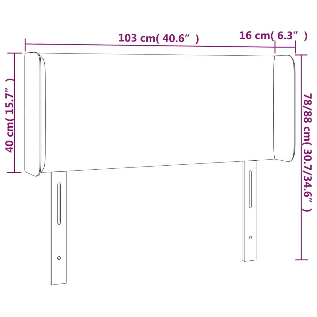 Hoofdbord LED 103x16x78/88 cm stof donkergrijs