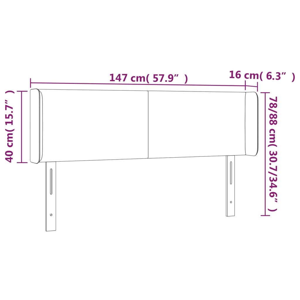 Hoofdbord LED 147x16x78/88 cm stof donkergrijs