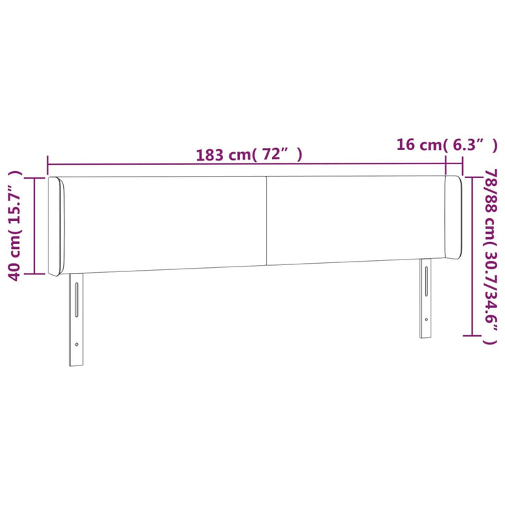 Hoofdbord LED 183x16x78/88 cm stof lichtgrijs