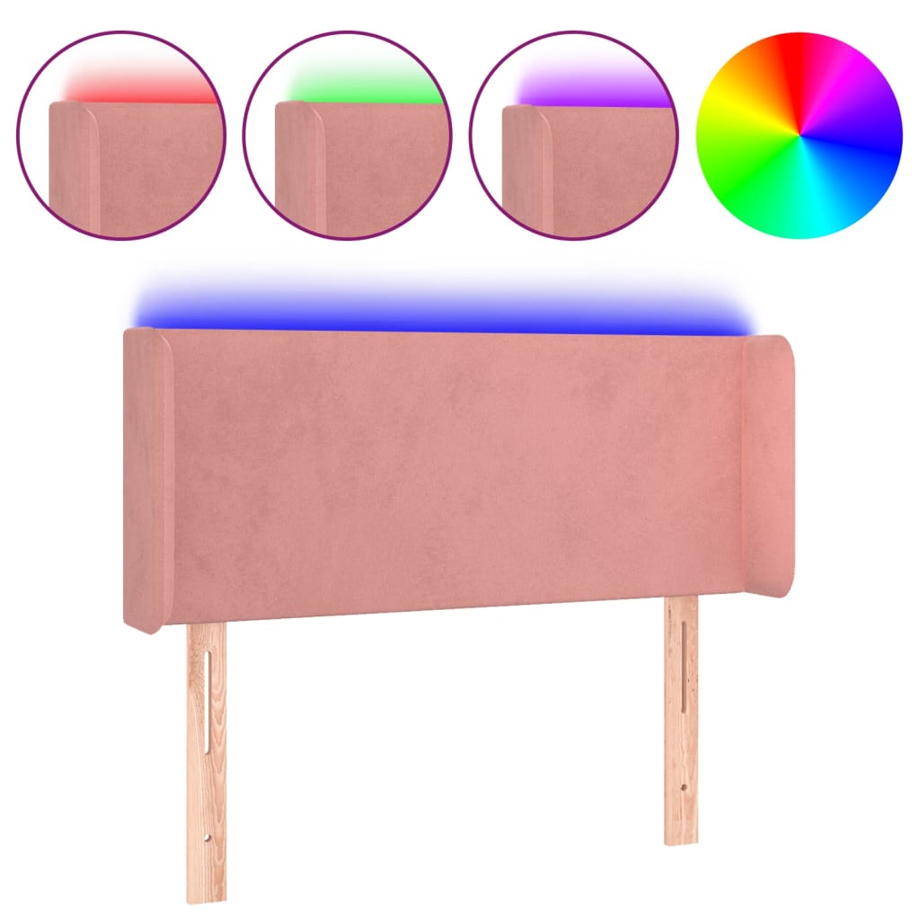 Hoofdbord LED 83x16x78/88 cm fluweel roze