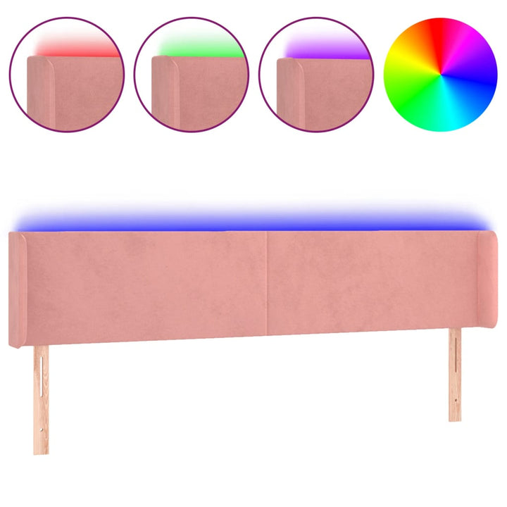 Hoofdbord LED 203x16x78/88 cm fluweel roze