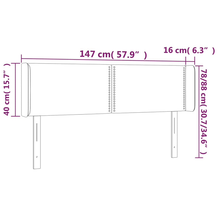 Hoofdbord LED 147x16x78/88 cm stof donkergrijs