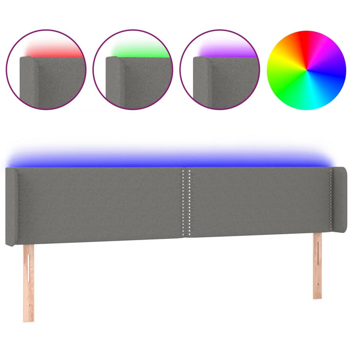 Hoofdbord LED 163x16x78/88 cm stof donkergrijs