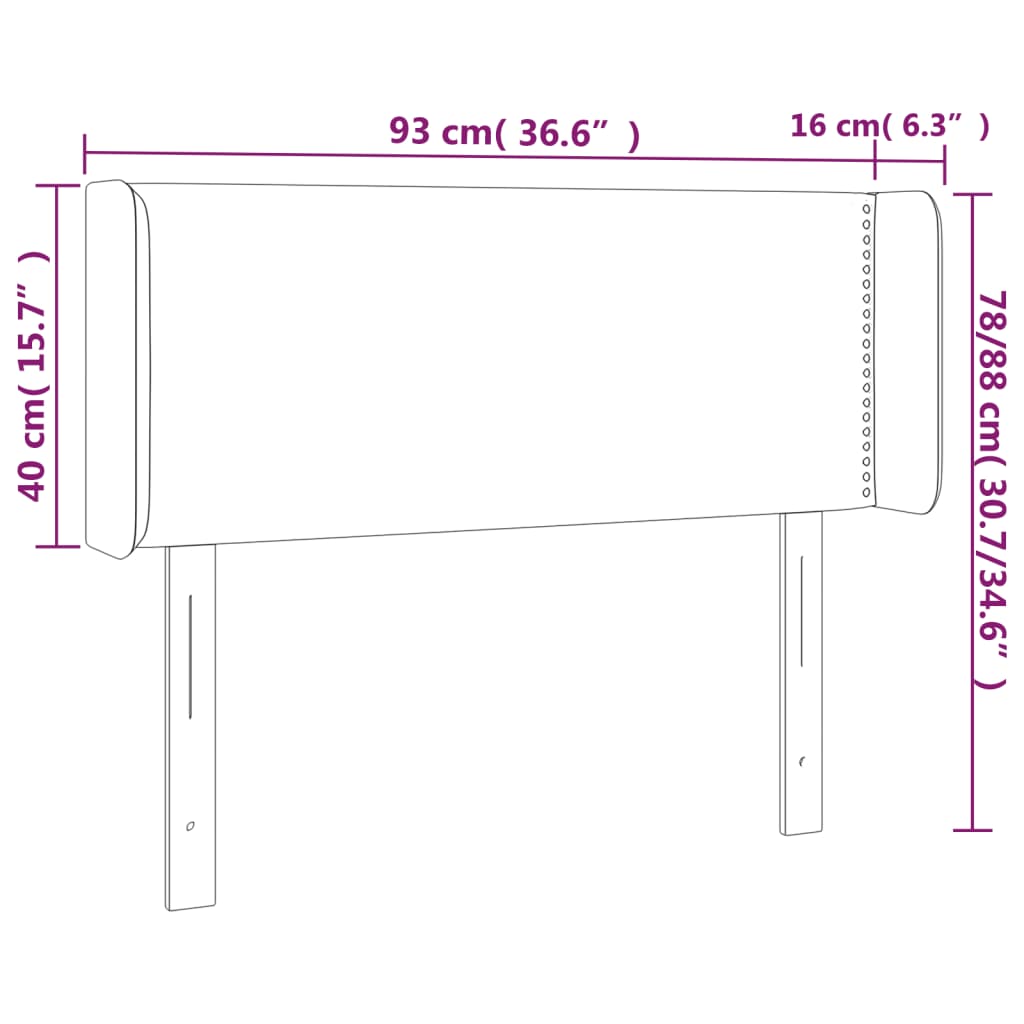 Hoofdbord LED 93x16x78/88 cm fluweel zwart