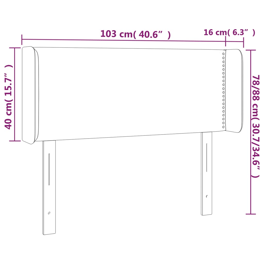 Hoofdbord LED 103x16x78/88 cm fluweel lichtgrijs