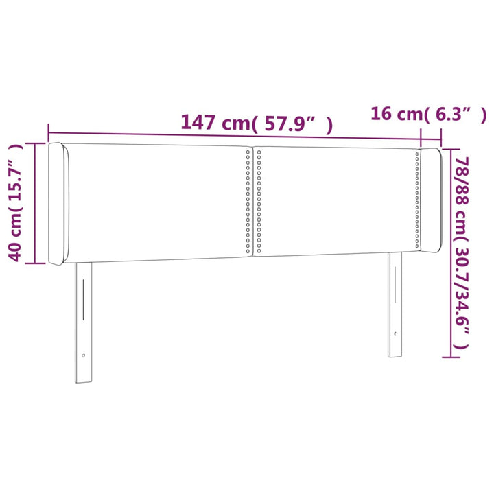 Hoofdbord LED 147x16x78/88 cm kunstleer zwart