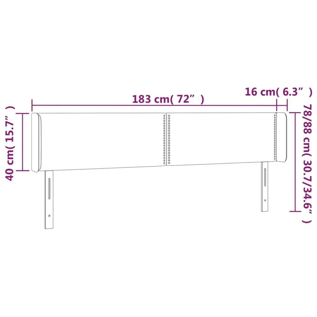 Hoofdbord LED 183x16x78/88 cm kunstleer zwart