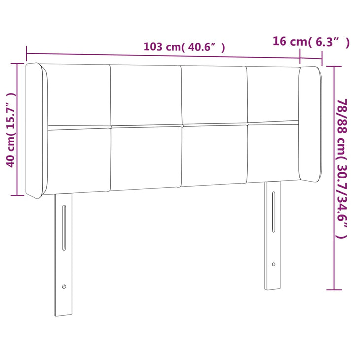 Hoofdbord LED 103x16x78/88 cm stof donkergrijs